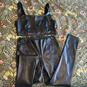 2 Piece Pleather Crop Top/ Pants